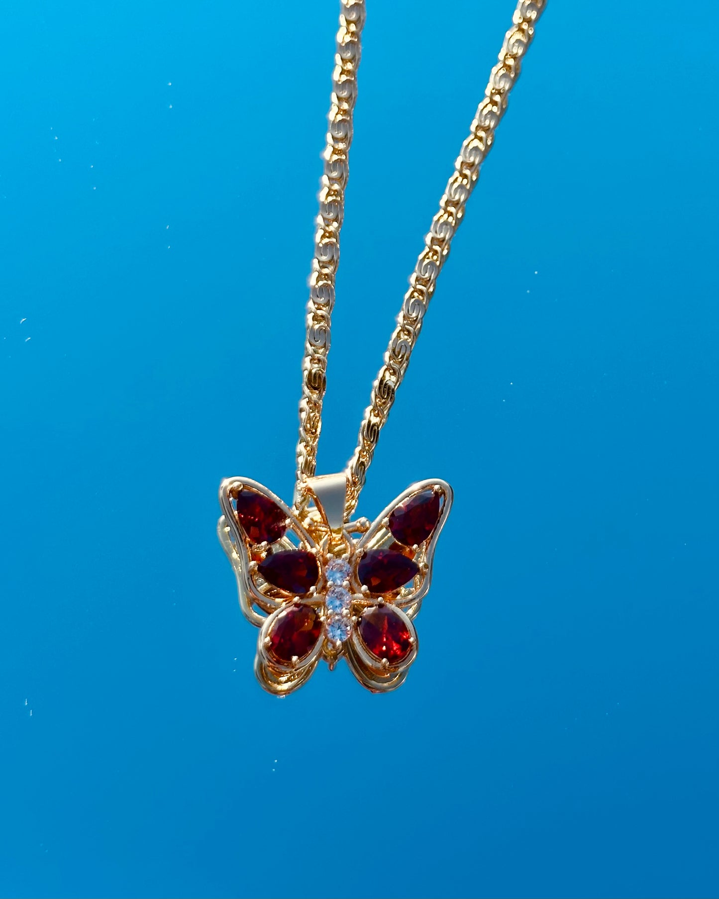 Ruby Red Butterfly Necklace