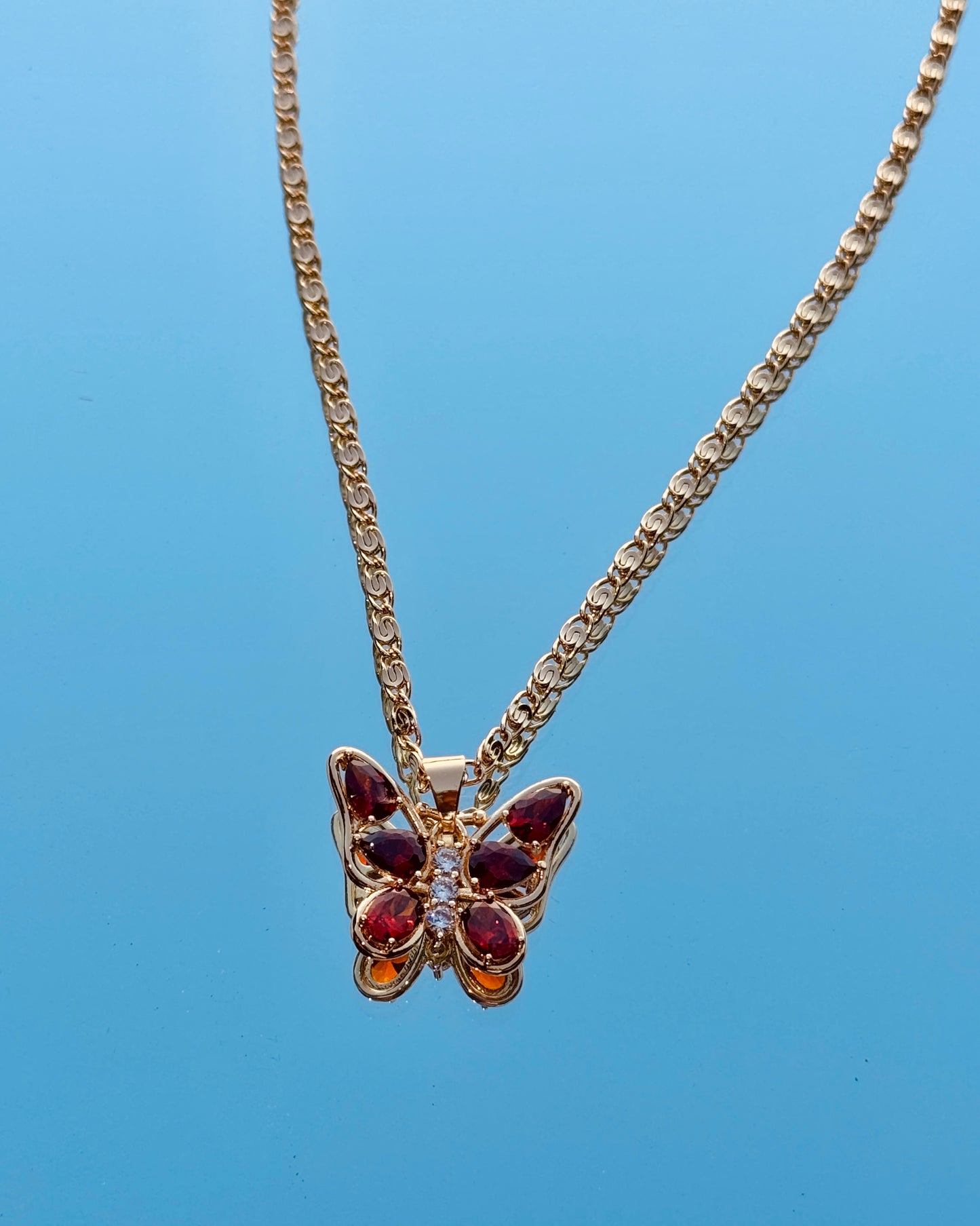 Ruby Red Butterfly Necklace